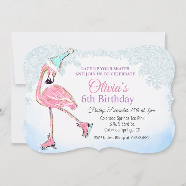ANY AGE - Winter Ice Skating Birthday Invitation (Front)