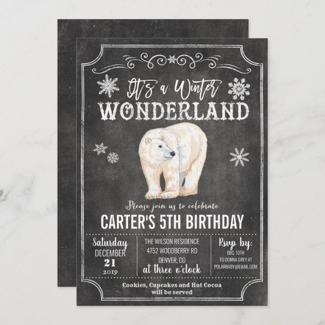 ANY AGE - Winter Wonderland Birthday Invitation (Front/Back)