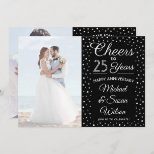 ANY Anniversary 2 Photo Cheers Black & White Party Invitation