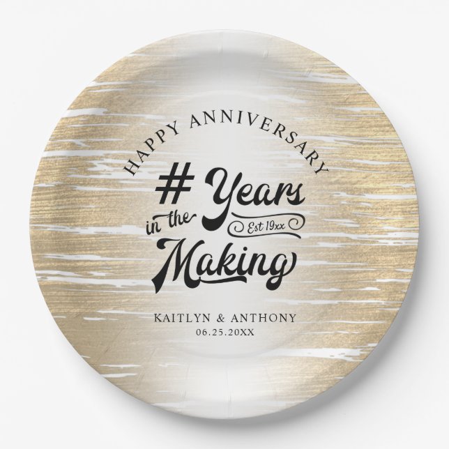 Any Anniversary Black Gold YEARS IN THE MAKING Paper Plate (Front)