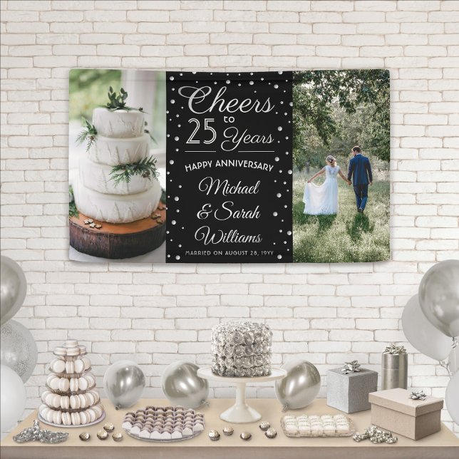 ANY Anniversary Cheers 2 Photo Black and White Banner (Creator Uploaded)