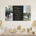 ANY Anniversary Cheers 4 Photo Black and Gold Banner<br><div class="desc">Celebrate the anniversary couple with an elegant custom 4 photo black and gold banner. The pictures and wording on this template, including "Cheers to 50 Years, " is simple to customise for any year anniversary. (IMAGE PLACEMENT TIP: An easy way to centre a photo exactly how you want is to...</div>