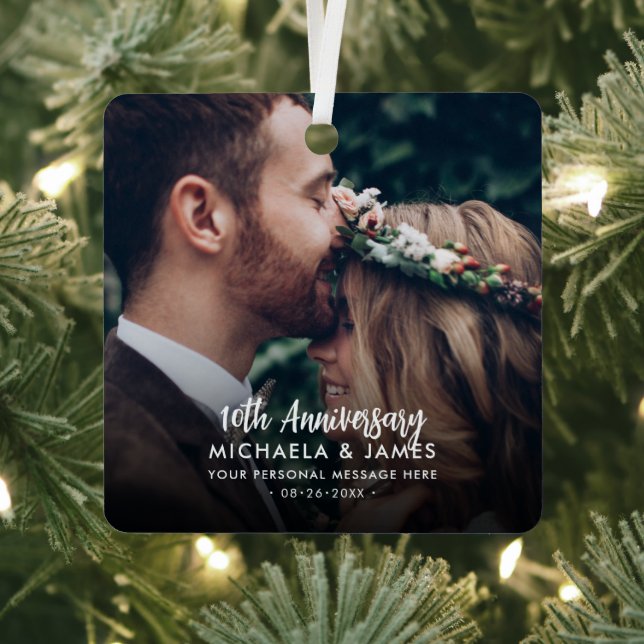 Any Anniversary Couple's Names, Message & 2 Photos Metal Tree Decoration (Insitu)