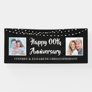 Any Anniversary Then & Now Photos Lights Black Banner