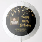 Any Birthday Black & Gold Photo Name