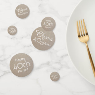 ANY Birthday Cheers Beige Faux Kraft Paper Table Confetti