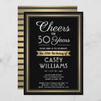 ANY Birthday Cheers Black, White and Gold Party