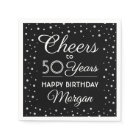 ANY Birthday Cheers Black, White & Silver Glitter
