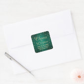 ANY Birthday Cheers Brushed Green & Gold Confetti Square Sticker (Envelope)