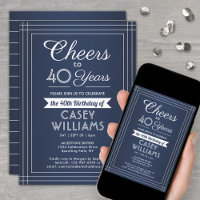 ANY Birthday Cheers Classic Border Navy Blue White