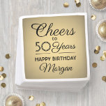 ANY Birthday Cheers Elegant Black and Gold Napkin<br><div class="desc">Add an elegant personalised touch to birthday party decorations with these stylish black and faux gold foil paper napkins. Design features modern script calligraphy editable "Cheers to 50 Years" on a simple and stylish metallic foil look background. This template is set up for a golden 50th birthday celebration, but is...</div>