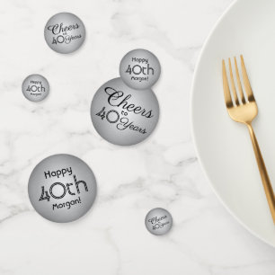 ANY Birthday Cheers Elegant Black and Grey Table Confetti