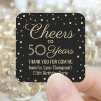 ANY Birthday Cheers Elegant Black & Gold Confetti