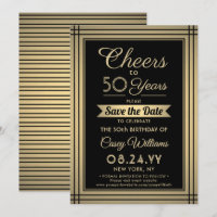 ANY Birthday Cheers Elegant Classic Black and Gold