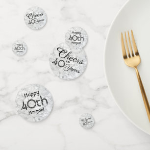 ANY Birthday Cheers Faux White Marble Table Confetti