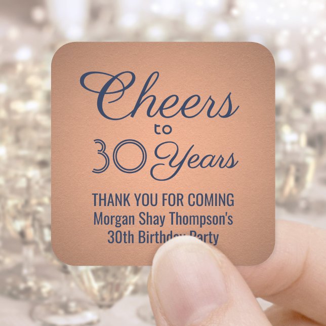 ANY Birthday Cheers Navy Blue and Copper Colour Square Sticker (Creator Uploaded)