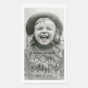 ANY Birthday Chic Stylish Typography & Photo Party Napkin
