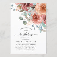 Any Birthday, Elegant Blush Peach and Mint Floral