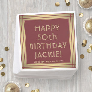 ANY Birthday Elegant Classic Burgundy & Gold Party Napkin