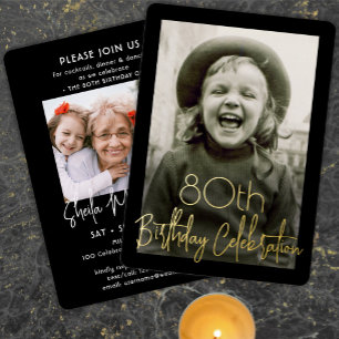 ANY Birthday Party 2 Photo Chic Black and Real