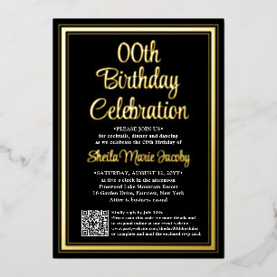 Any Birthday Party QR Code & Photo Black and Real