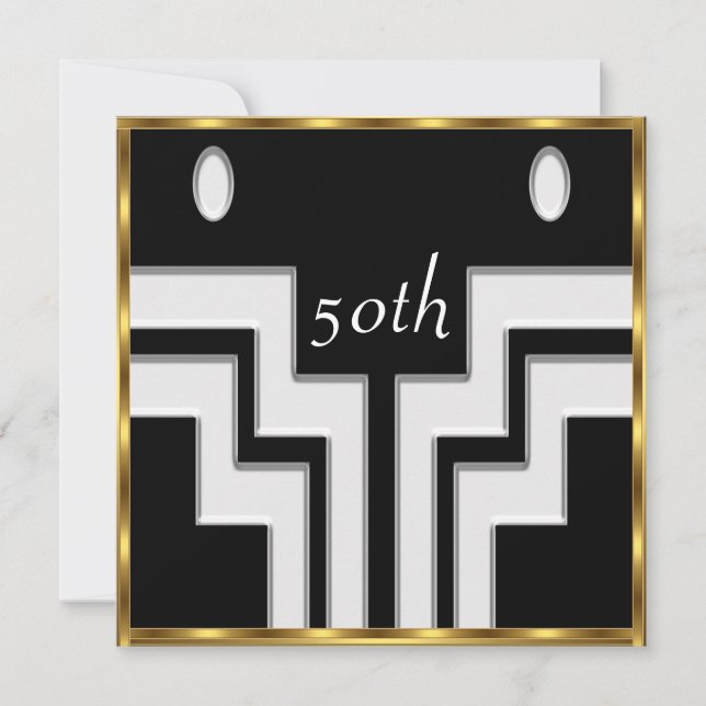 Any birthday Party White Black Invitation (Front)