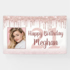 Any Birthday Rose Gold Glitter Drip Sparkle Photo 