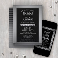 ANY Birthday Surprise Party Shhh! Black and Grey