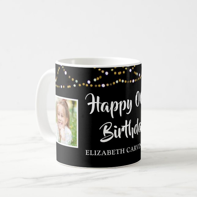 Any Birthday Then and Now Photos Personalised Coffee Mug (Front Left)