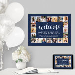 ANY Birthday Welcome 20 Photo Collage Navy Blue Poster<br><div class="desc">Add a personalised touch to birthday party decorations with a stylish photo collage 18"x24" welcome poster. The pictures and all wording on this downloadable sign template are simple to customise. The colours and font styles are easy to change with the Zazzle Design Editor tool. The modern navy blue and white...</div>
