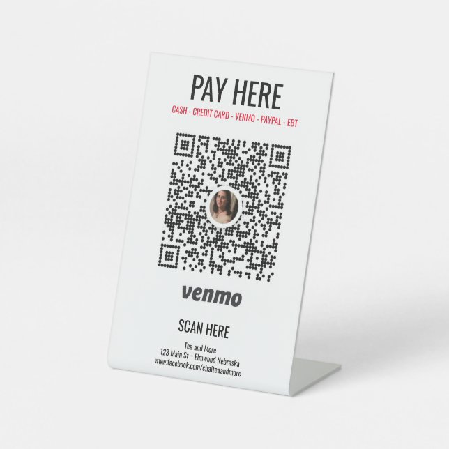 Any Business Venmo Pay Here Pedestal Sign (Front)