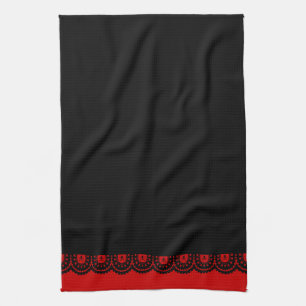 ANY COLOR! Black Skull Lace Tea Towel