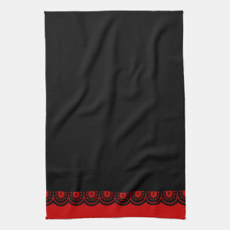 ANY COLOR! Black Skull Lace Tea Towel