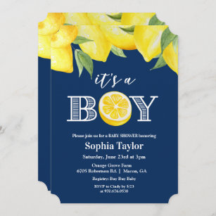 ANY COLOR - Boy Lemon Baby Shower Invitation