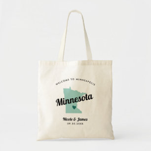Any Color Minnesota Map Wedding Welcome Bag, Tote Bag