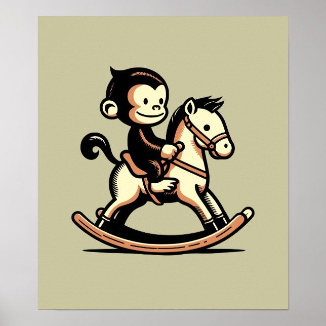 Any Color Monkey On Rocking Horse Poster (Front)