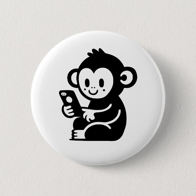 Any Color Monkey Phone 6 Cm Round Badge (Front)