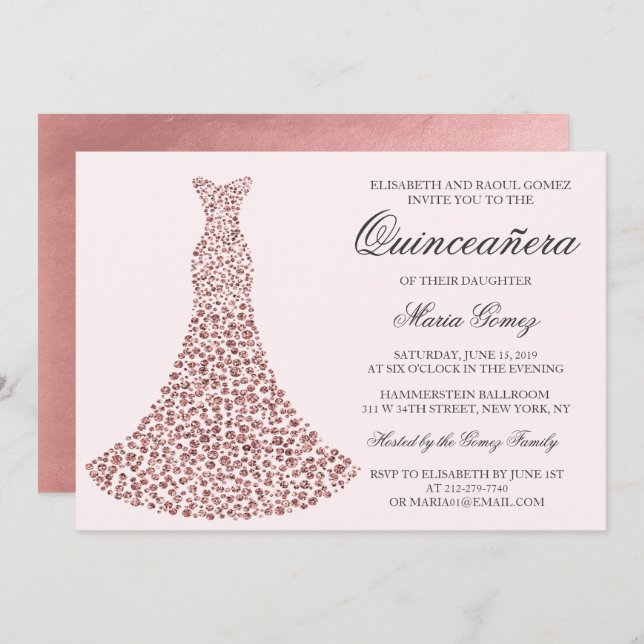 ANY COLOR - Quinceanera Birthday Invitation (Front/Back)