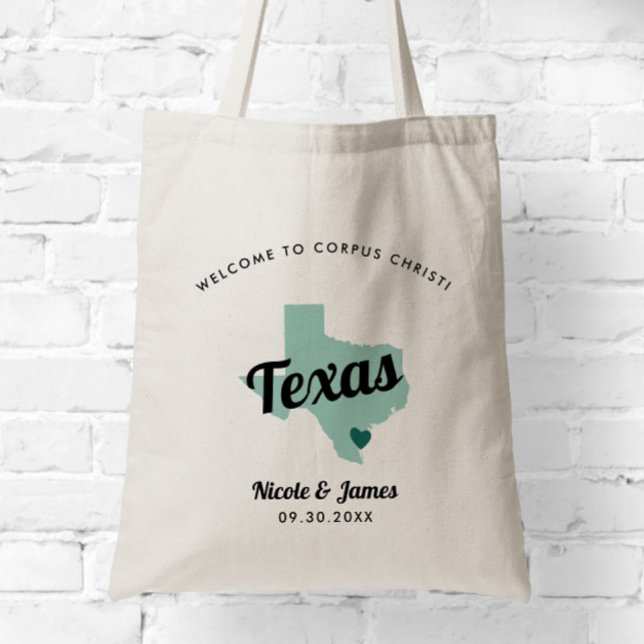Any Color Texas Map Wedding Welcome Bag, Tote Bag (Creator Uploaded)