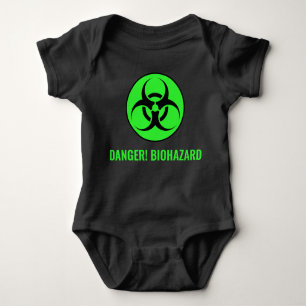 Any Color/Text Danger Toxic Green Biohazard Symbol Baby Bodysuit