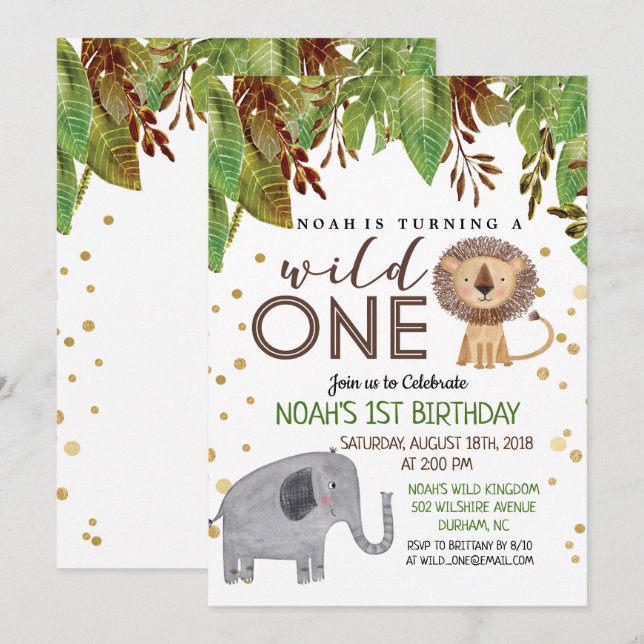ANY COLOR - Wild ONE 1st Birthday Invitation Boy (Front/Back)