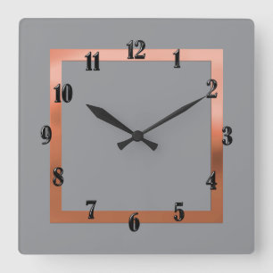 Any Color with Copper Border Square Wall Clock