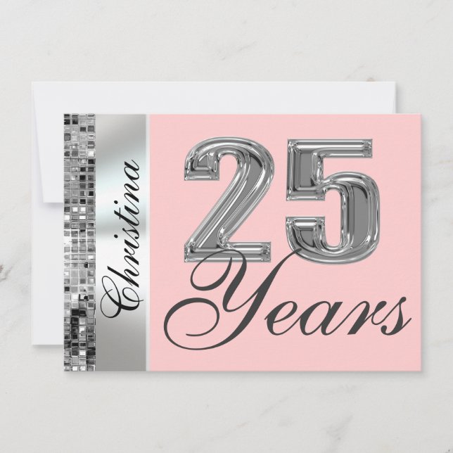 Any Colour & 25 Years Birthday Party Invitation (Front)