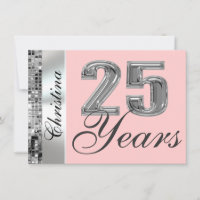 Any Colour & 25 Years Birthday Party Invitation