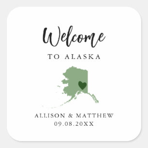 Any Colour Alaska Wedding Welcome Bag or Box Square Sticker