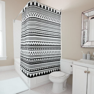Any Colour and Black Aztec Shower Curtain