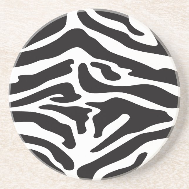 Any Colour and Black Zebra Stripes Pattern Coaster (Front)