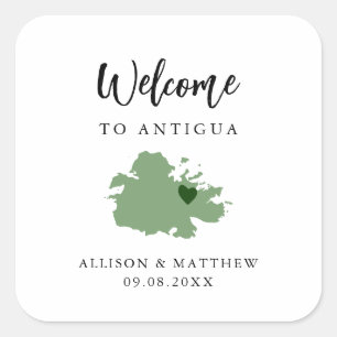 Any Colour Antigua Wedding Welcome Bag or Box Square Sticker