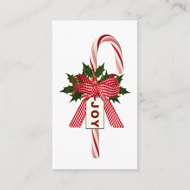 Any Colour Background Candy Cane "Joy" Christmas Enclosure Card (Front)