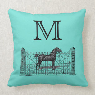 Any Colour Background - Monogram Equestrian Cushion